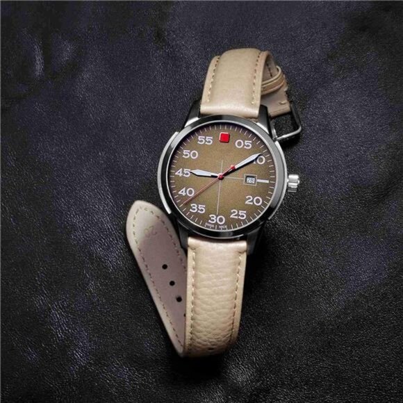 Watch Band 18mm, Quick Release Textured Padded Leather Straps with Gold main image 6